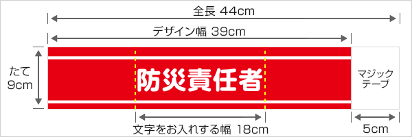 本格名入れ刺しゅう腕章のプリント範囲説明画像